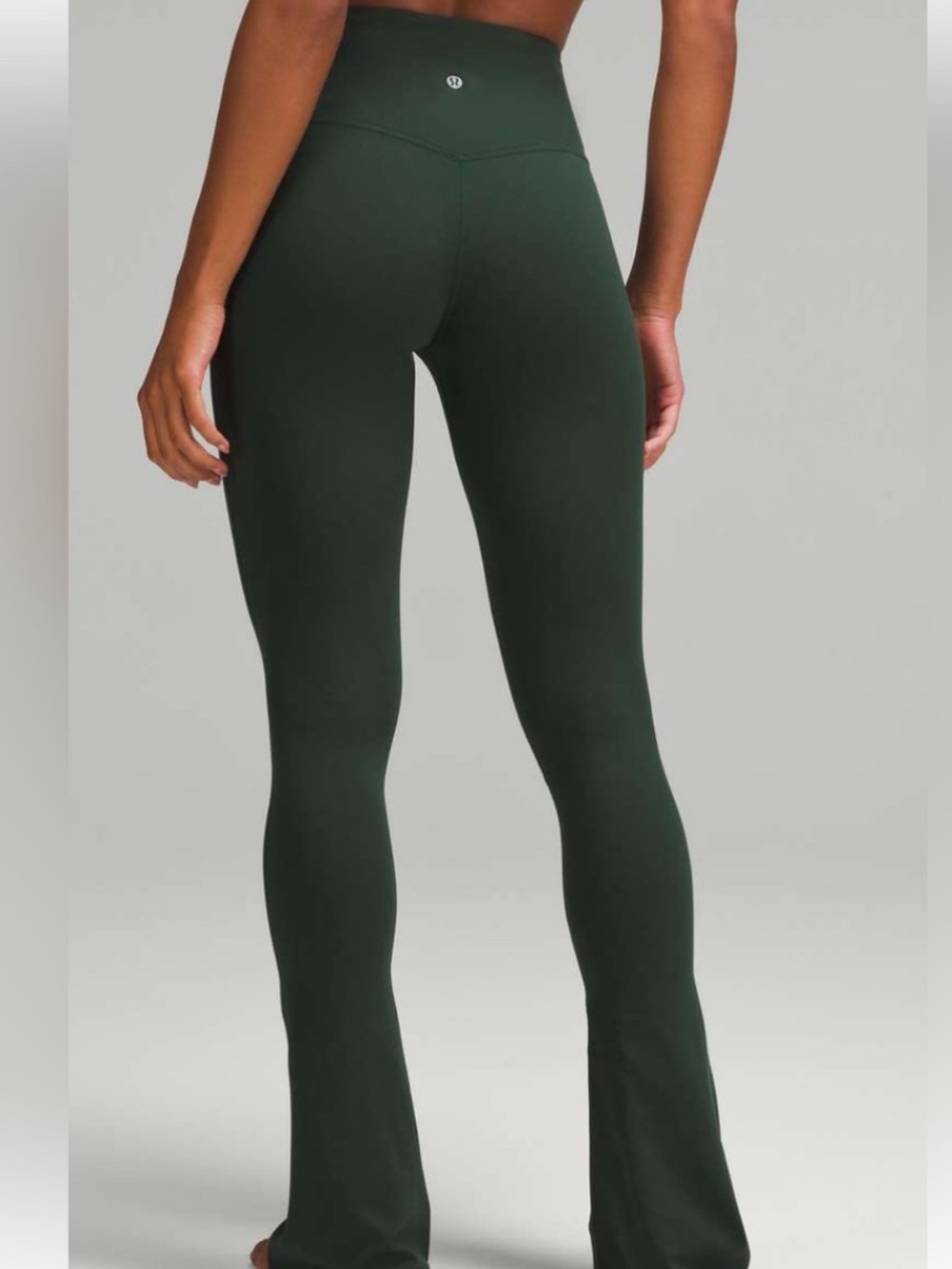 High-Waist Flared Leggings With Sports Bra - Dark Green